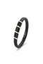 Black-White 316L Steel and Tube Mesh Men's Leather Bracelet - 21 cm - 5