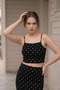Women's Polka Dot Strappy Crop Skirt Set - 2