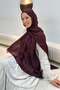 Ağaçdalı Pattern Ayrobin Floral Jacquard Shawl Dark Burgundy - 2