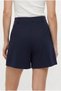 Women's Axel High Waist Wide Leg Pocketed Midi Length Woven Navy Blue Shorts - 6