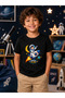 Children's Rocket Astronaut Printed Short Sleeve Crew Neck T-Shirt