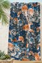 Vintage Stylish Beach Towel with Floral Birds - Blue Orange Bohemian Mediterranean Quick-Dry Microfiber Towel - 7