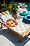 Children's Beach Towel with Lion Figure - Cute Plaid Blue Pool Sea Bath Quick-Drying Beach Cover - 2