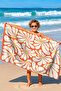 منشفة شاطئ بيضاء برتقالية بنمط زهور - منشفة من الألياف الدقيقة سريعة الجفاف بتصميم زهري عصري - 6
