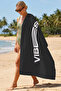 Vibes Black Minimalist Text-Themed Beach Towel-Modern Monochrome Pool Sea Quick-Drying Cover Towel - 4