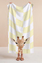 Yellow Plaid Children's Beach Towel with Giraffe Figure - Safari Themed Pastel Quick-Drying Microfiber Towel