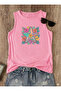 Tropical Sea Star Printed Sleeveless Crew Neck Women's Tshirt