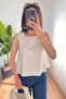Daisy Bead Embroidered Thick Strap Beige Blouse