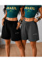 Signed Printed 2-Pack Summer Comfortable Fit Casual Double Women's Shorts/Bermudas