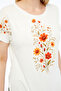Plus Size Orange Floral Print Crew Neck Short Sleeve Side Slit Blouse - 3
