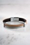 Chrome Plated Leather Detailed Double Row Men's Steel Bracelet - 4