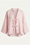 Women's Cotton Lace Detailed Jacquard Tasseled Kimono Ru-7012