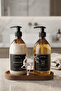 Soap Dispenser Amber Bottle Glass Double Shampoo-Shower Gel Bathroom Organizer Luxury Silver Deer Wood Stand 500ml - 3