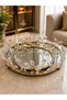 Set of 3 Mirrored Decorative Trays Gold Metal Presentation Tray with Crystal Stone Detail - 2