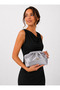Women's Gray Satin Faux Leather Strap Clutch Daily and Evening Dress Bag - 4