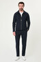 Straight Slim Fit Shirt Collar Zippered Men's Coat Pants Navy Blue - 17166.26Y - 3