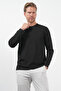 Black Crew Neck Long Sleeve Knitted Standard Fit Stretchy Sweatshirt 1013260150