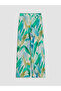 Green Patterned Women's Trousers with Elastic Waist