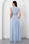 Crew Neck Waist Gathered Chiffon Dress K-261639 - 7