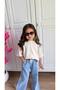 Girl's Denim Trousers, Oyşho Fabric T-Shirt, Summer 2-Piece Top and Bottom Set