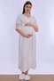 Cotton Maternity Nightgown and Dressing Gown Set with Nursing Features Effortt - Ecru - 5