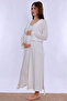 Breastfeeding Feature Cotton Robe Maternity Nightgown Set Effortt - Ecru - 8