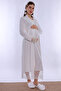 Long Sleeve Maternity Nightgown with Hidden Breastfeeding Feature Effortt - Ecru - 7