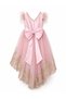 Chantuk Taffeta Short Front Long Back Skirt with Lace Detail at the Hem Girls' Evening Dress - 6