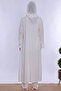 Effortt Maternity Pajama Set with Hijab, Soft Textured Cotton Long Robe - Ecru - 4