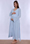Soft Textured Adjustable Waist Elastic Maternity and Postpartum Set with Breastfeeding Feature Effortt - Blue - 8