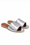 Lora Women's Silver Single-Strap Patent Leather Textured Slippers - Casual and Stylish Home and Outdoor Slippers - 2