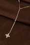 Gold Y Necklace with Flower of Luck Figure - 2