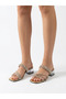Silver Color Shiny Stone Transparent Thick Heeled Women's Sandals Evening Dress Shoes Br3Dbt1 - 2