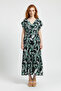 Short Sleeve Floral Double Breasted Collar Midi Dress