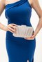 Women's Silver Satin Pleated Evening Dress Wedding Bag - 6
