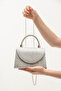 Women's Silver Laser Evening Dress Stone Detailed Chain Strap Wedding Evening Bag - 3