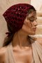Sequin Detail Tied Mesh Knitted Bandana Sea Beach Hair Accessory 2153 Claret Red - 2