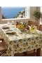 Yellow Green Lemon Flower Patterned Liquid Repellent Large Size Tablecloth - 2