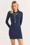 Women's Polo Collar Mini Dress Navy Blue - 5