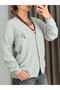 Women's buttoned wide cut knit cardigan gray - 2