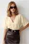 Women's Stone Boho Lace Detailed Flam Cotton Blouse Blz-19003370 - 3