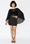 Women's Black Boat Neck Bat Sleeve Transparent Chiffon Blouse Db261015 60286363 - 3
