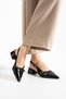 Sorrento Women's Black Patent Leather Open Back Pointed Toe Short Heeled Strappy Women's Shoes - 3