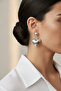 White Color Heart Dangle Ball Earrings - Brass Women's Jewelry Accessory - 2