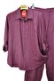Plus Size Strawberry Jacquard Shirt and Pants Suit - 3