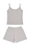 Premium - Neat Collection |   Gray Rib Textured Thin Strap Modal Viscose Shorts Women's Pajama Set - 5