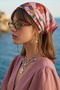 Stripe Motif Patterned Dark Pink Bandana Scarf 50X50 - 2