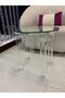 Modern Clear Acrylic Side Table with Glass Top – 50cm x 50cm – Elegant Design with 10mm Thick Glass – Perfect for Living Rooms and Lounges, QT004 - 4