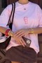 Women's Oversize T-Shirt Pink Tumbler Printed Pink – Crew Neck, Comfortable Fit, 100% Cotton - 3