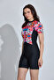 Jumpsuit Lycra Semi-Closed Short Sleeve Swimsuit with Shorts 6633 Black01 - 2
